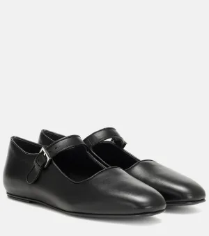 Ava The Row Leather Ballet Shoes, Black