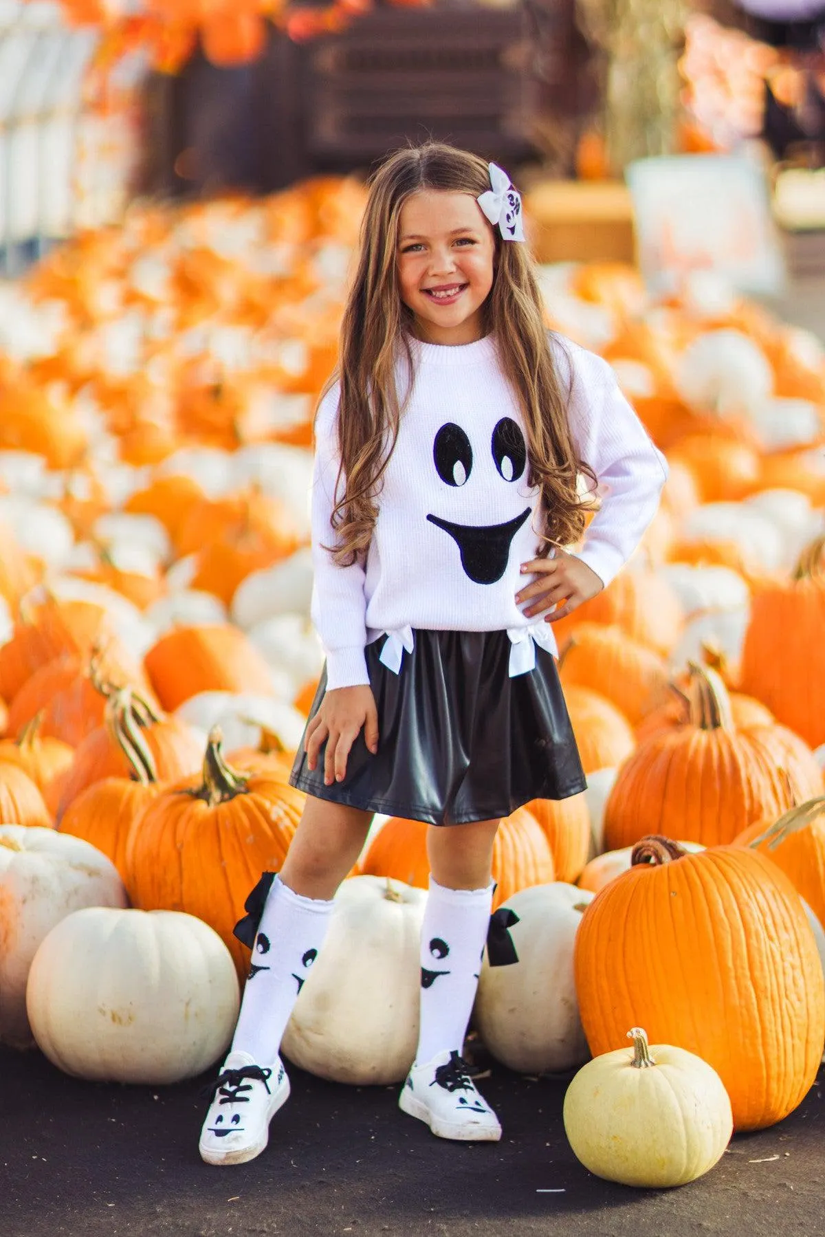 Black & White Ghost Pleather Skirt Set