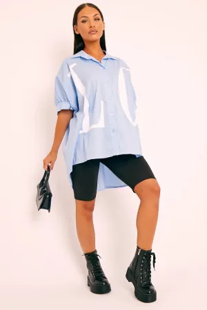 Blue Oversized LO VE Shirt - Harmony