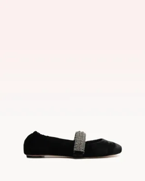 Camila Ballerina Velvet Flat Black