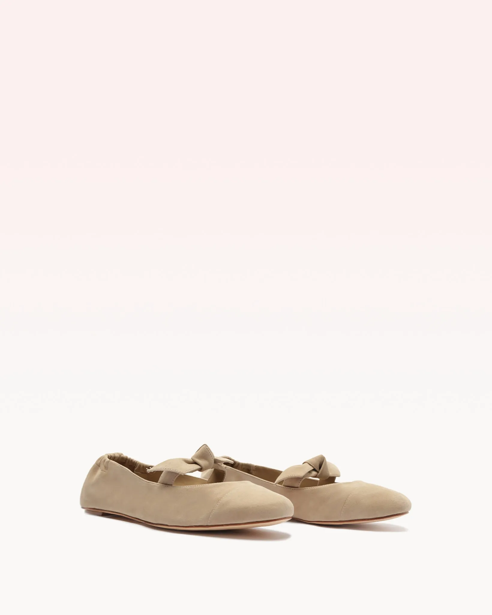 Clarita Ballerina Suede Flat Semolina