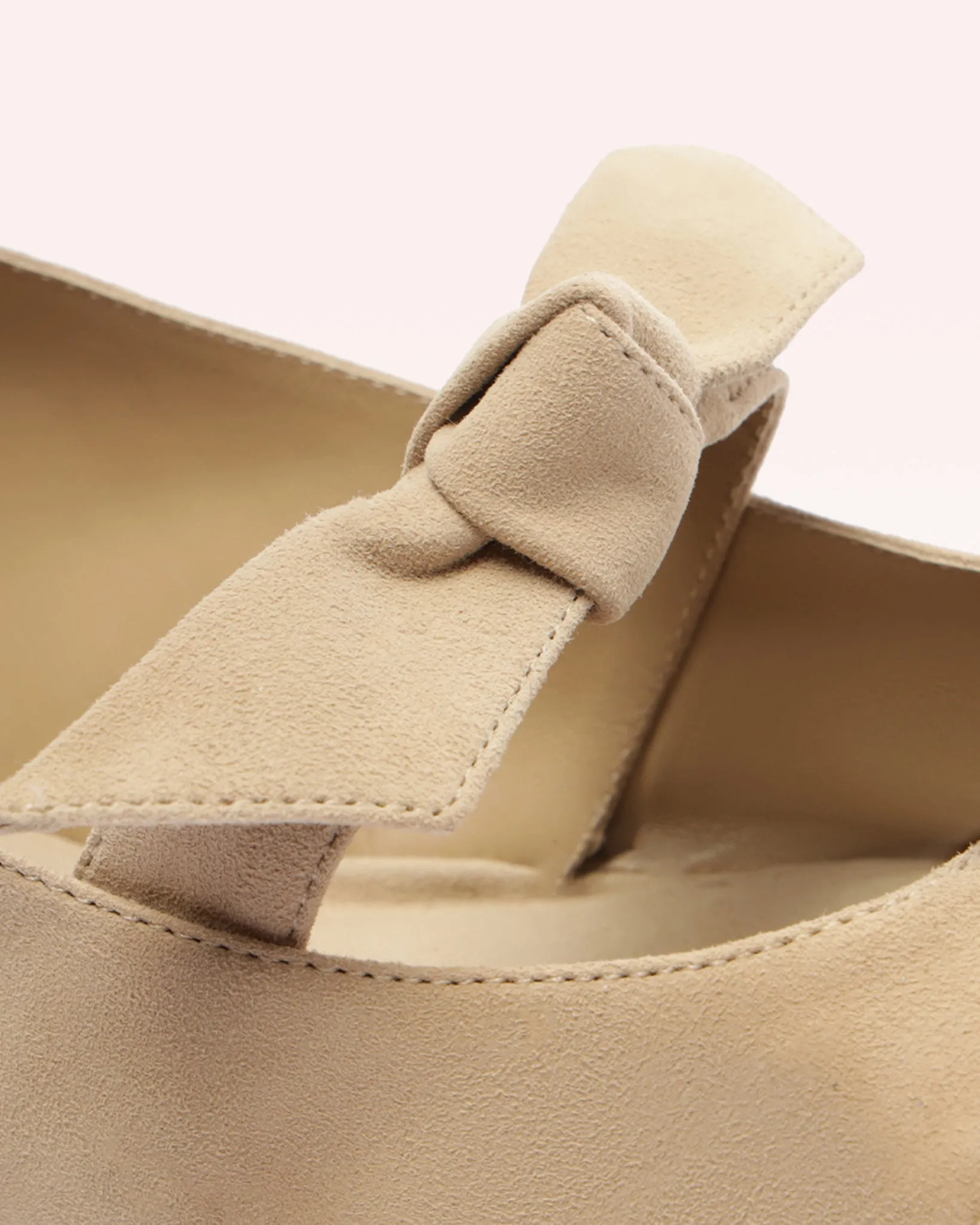 Clarita Ballerina Suede Flat Semolina