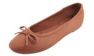 Feversole Women's Macaroon Faux Suede Memory Foam Cushion Insock Soft Ballet Flat Camel