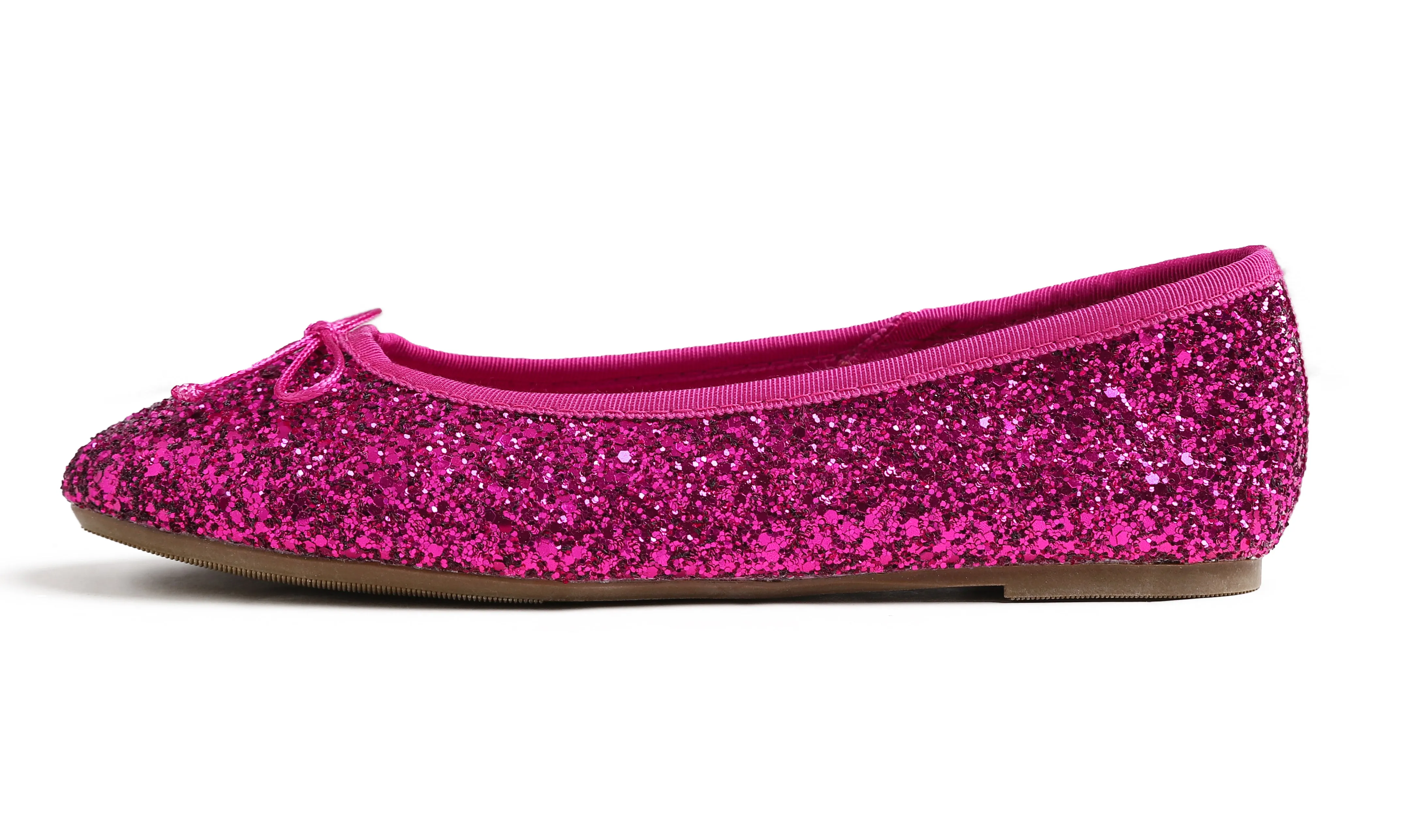 Feversole Women's Macaroon Glitter Hot Fuchsia Memory Foam Cushion Insock Ballet Flat