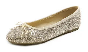 Feversole Women's Macaroon Glitter Light Gold Memory Foam Cushion Insock Ballet Flat