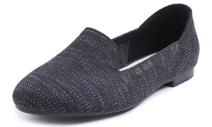 Feversole Women's Woven Fashion Breathable Knit Flat Shoes Black Mixed Loafer