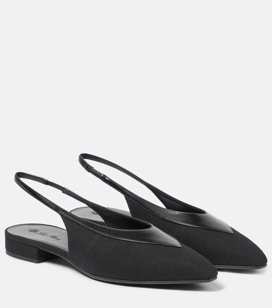 Loro Piana Loro Piana Leather Trim Slingback Ballet Flats, Black