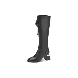 LuxeLeather Exotic Tall Shaft Statement Boots