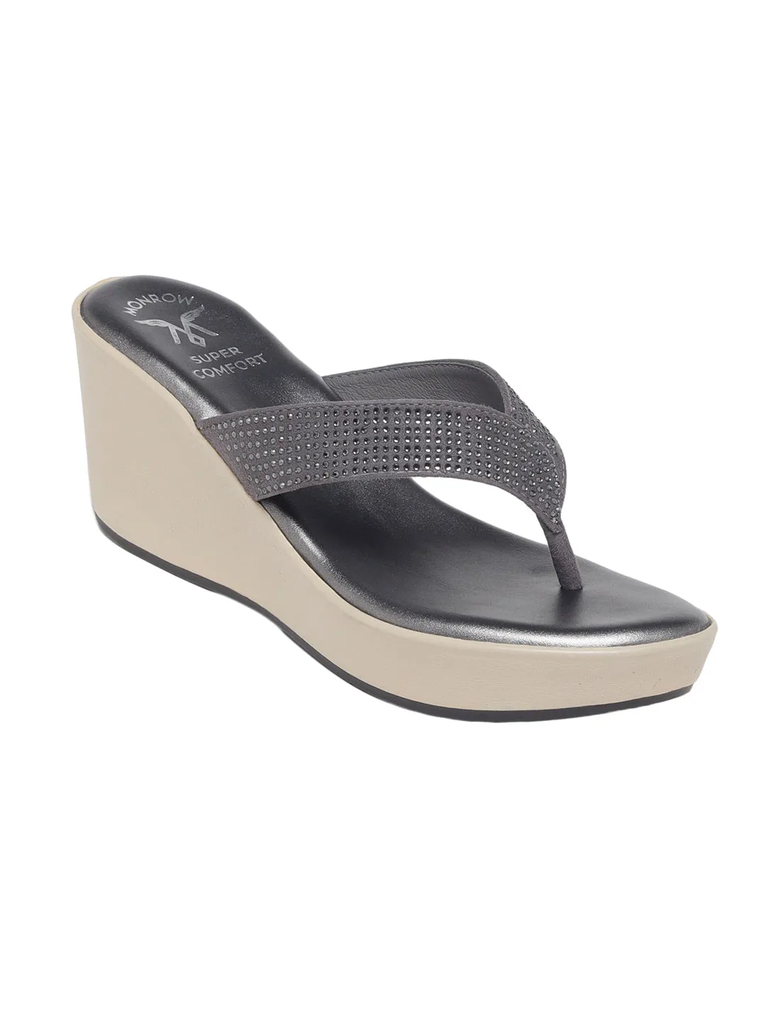 Meqila Grey Wedge Heels