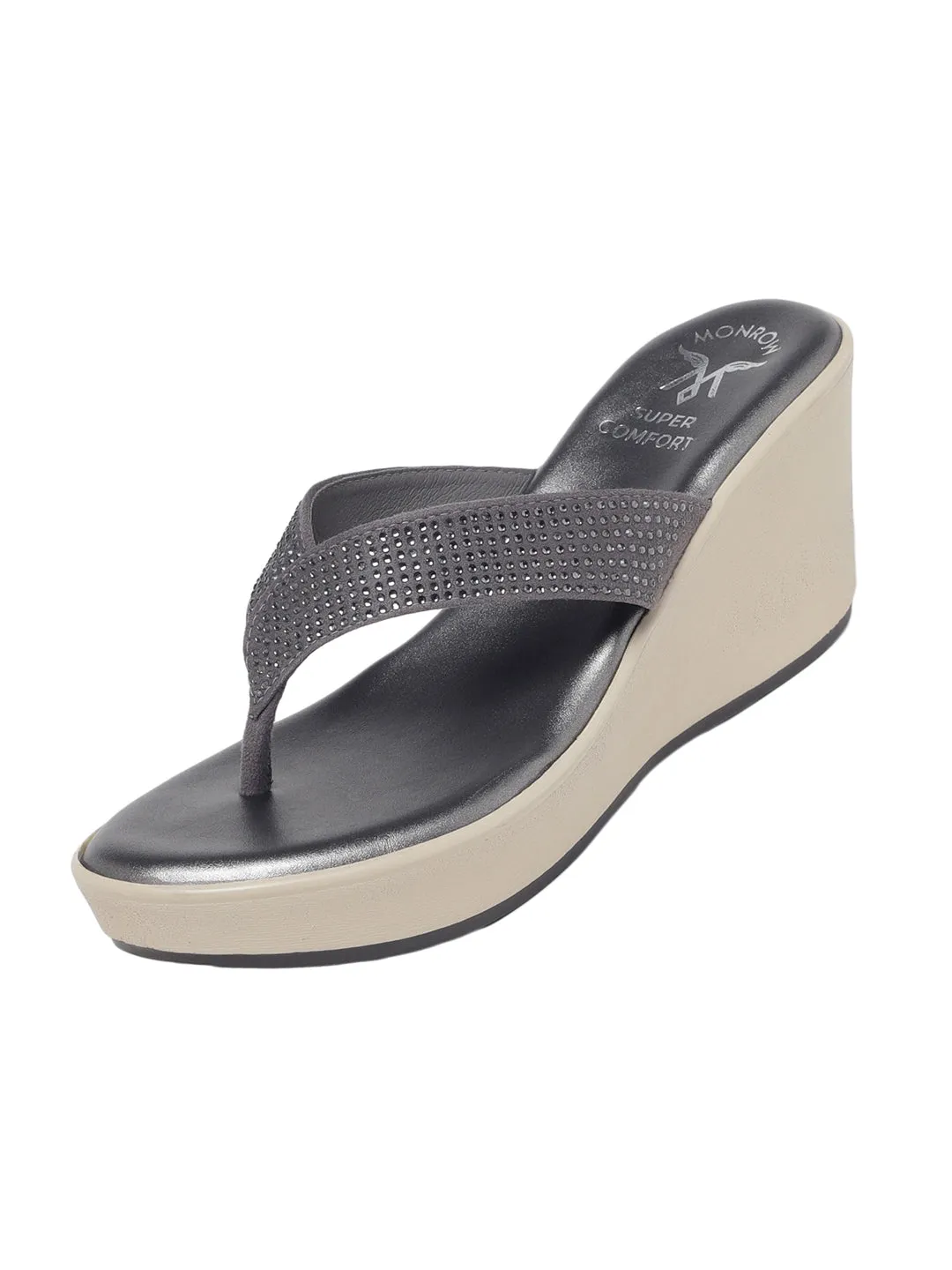 Meqila Grey Wedge Heels