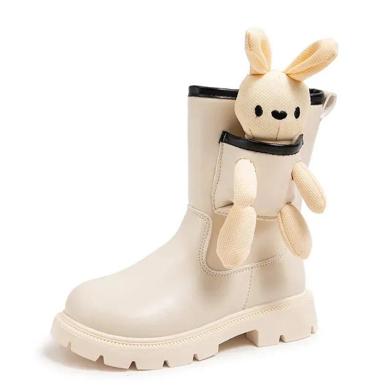 MOF Kids Cartoon Leather Boots for Autumn Soft Slip-Resistant and Cute Animal Design