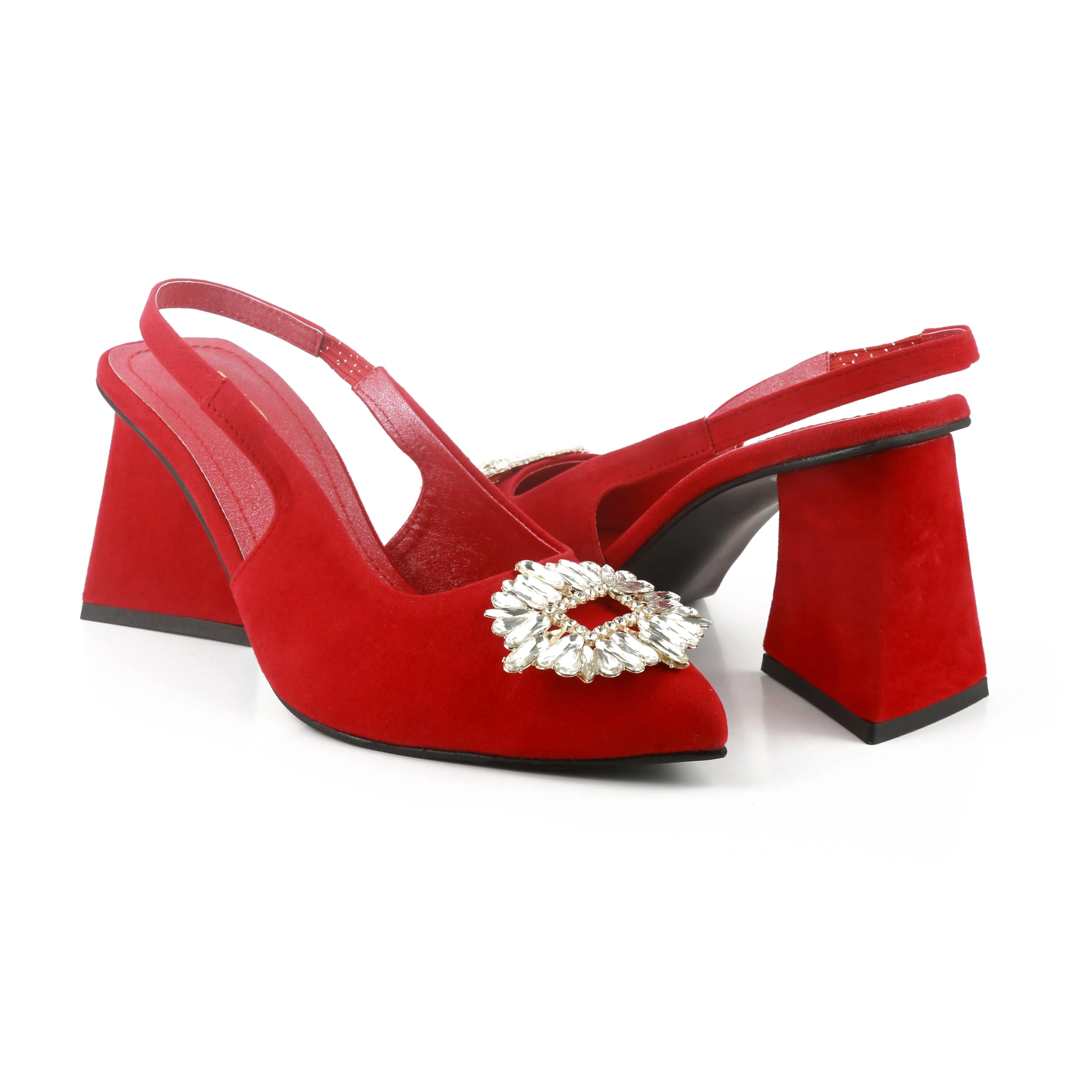 Triangle Zara Heels - (Red) hi