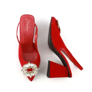 Triangle Zara Heels - (Red) hi