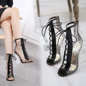 Women Transparent Clear Boots Shoes